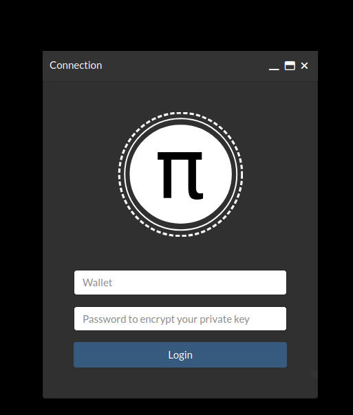 Screenshot of the login page with wallet and password prompt.